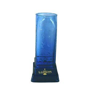 Luxor Las Vegas Cobalt Blue Egyptian Design Glass Vase, 9" Obelisk Beer Glass